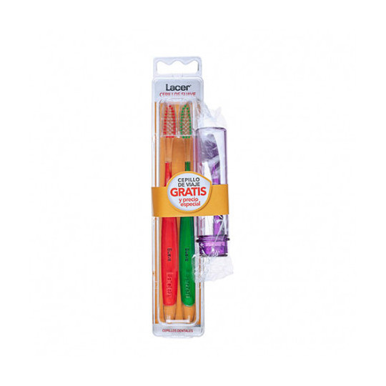 LACER CEPILLO DENTAL ADULTO SUAVE DUPLO + CEPILLO DE VIAJE GRATIS