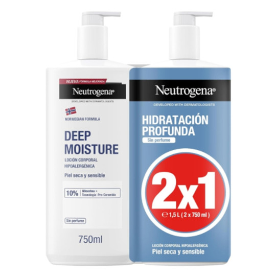 NEUTROGENA LOCION CORPORAL HIPOALERGENICA HIDRATACION PROFUNDA 2 X 750ML