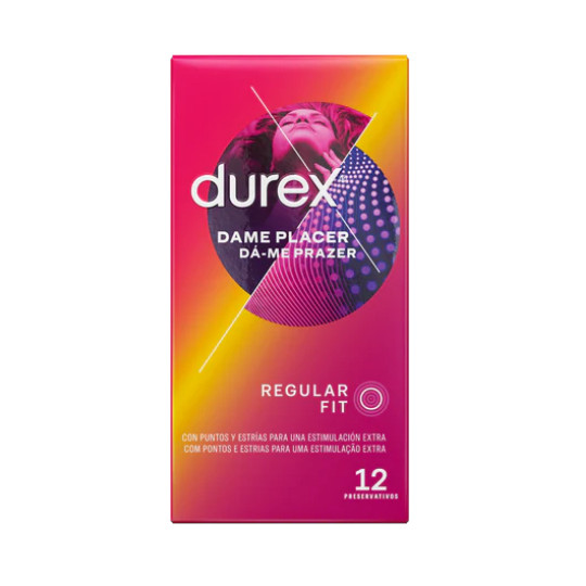 DUREX PRESERVATIVO DAME PLACER PUNTOS Y ESTRÍAS 12 UNIDADES